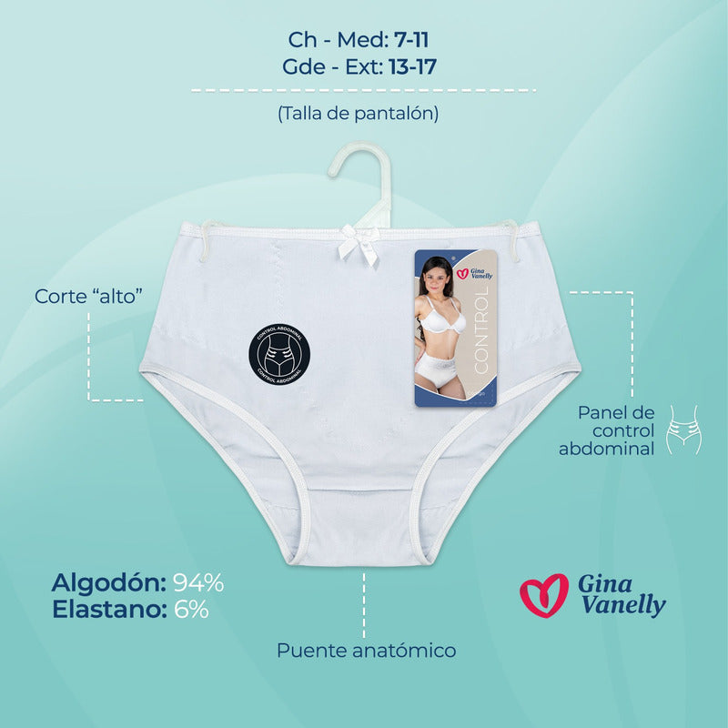 6 Pack Pantaleta Gina Vanelly Corte Fracés Control Abdomen