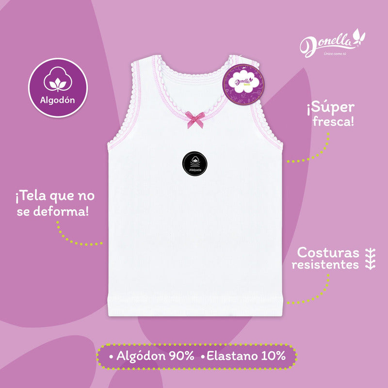 12 Pack Camiseta Niña Donella Algodón Afelpado Superdurables