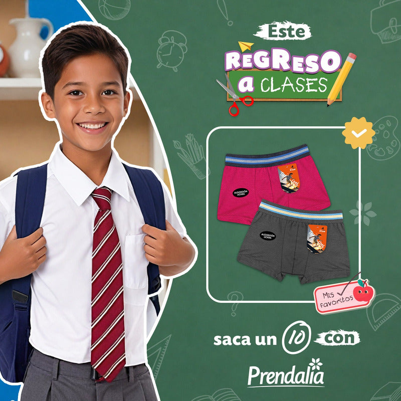 6 Pack Bóxer Niño Gran Torino Algodón Super Durables