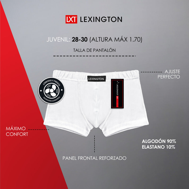 12 Pack Bóxer Niño Lexington Juvenil Algodón Premium