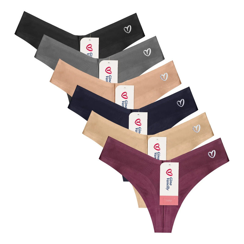 6 Pack Tanga Sin Costuras Gina Vanelly Licra Premium