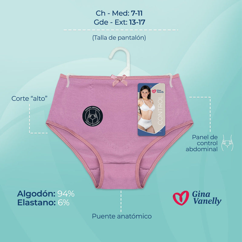 6 Pack Pantaleta Gina Vanelly Corte Fracés Control Abdomen