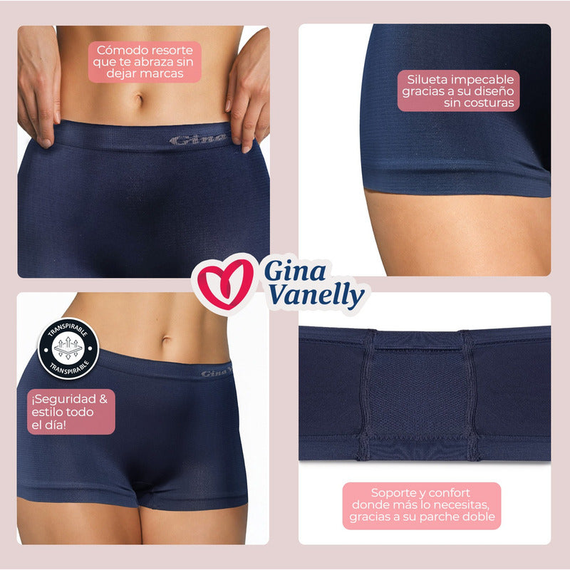 6 Pack Bóxer Mujer Gina Vanelly Microfibra Premium Seamless