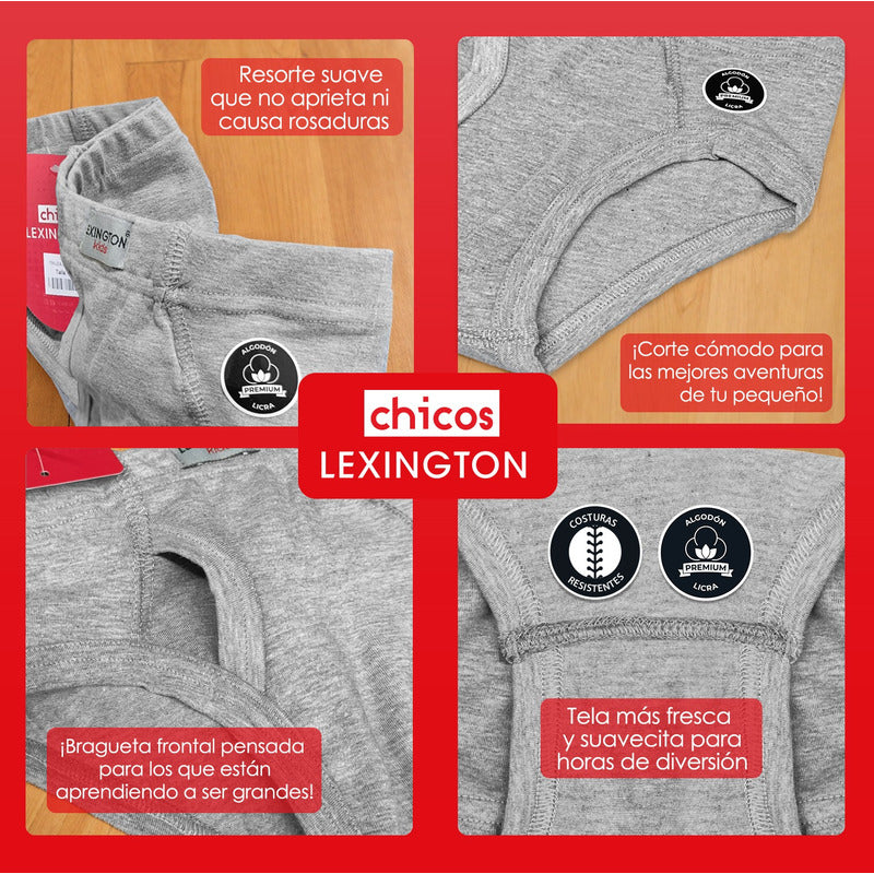 6 Pack Trusa Calzón Lexington Niño Algodón Premium