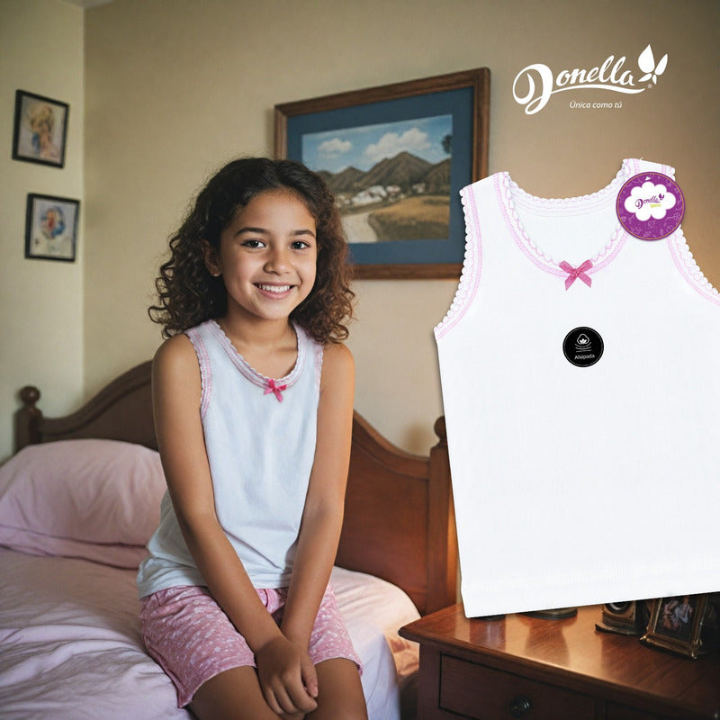 6 Pack Camiseta Niña Donella Algodón Afelpado Super Durables