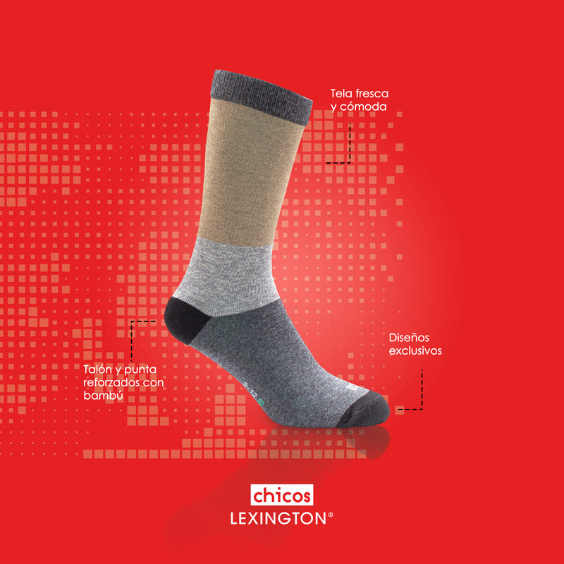 6 Pack Calcetín Lexington Niño Vestir Algodón Licra Premium