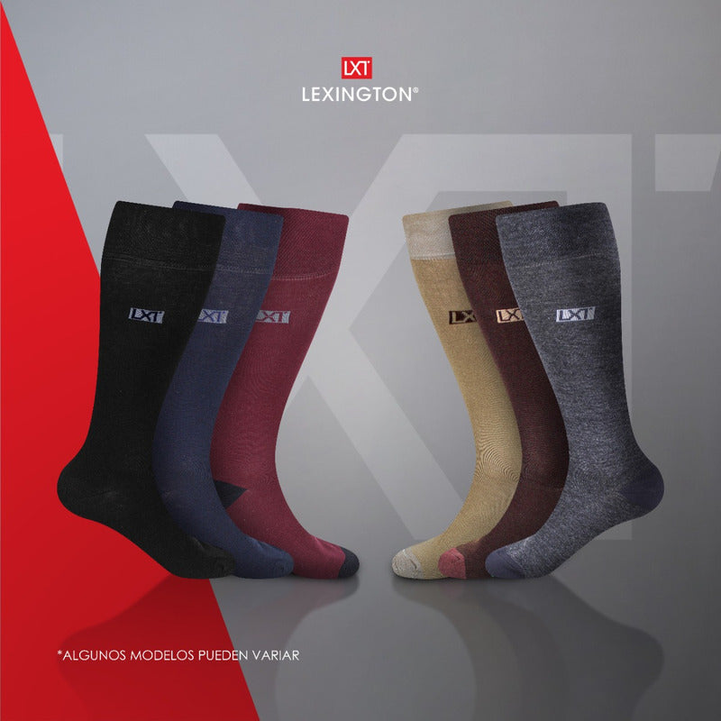 6 Pares Calcetín Hombre Vestir Diseño Algodón Licra Premium