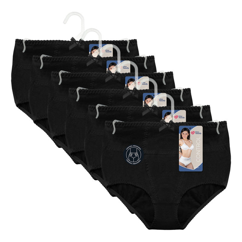 6 Pack Pantaleta Gina Vanelly Control Abdomen Algodón-licra