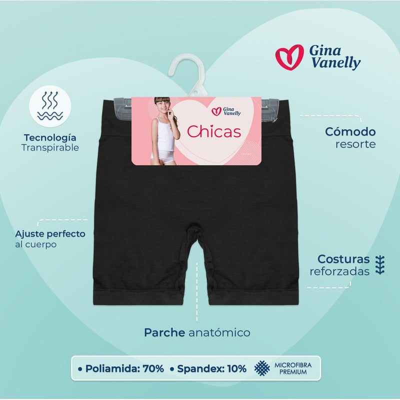 3 Pack Short Licra Niña Gina Vanelly Microfibra Premium