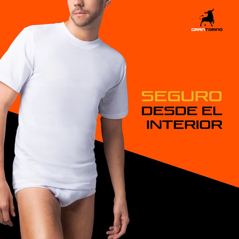 6 Pack Playera Hombre Cuello Redondo Algodón Afelpada