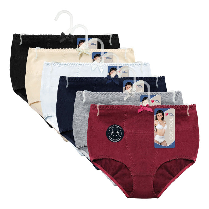 6 Pack Pantaleta Gina Vanelly Control Abdomen Algodón-licra