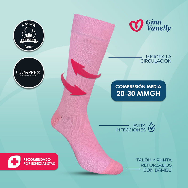 6 Pack Calcetín Compresión Gina Vanelly Varices Circulación
