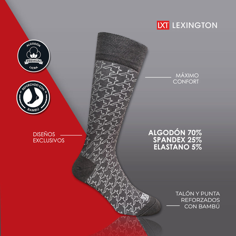 6 Pares Calcetín Hombre Vestir Diseño Algodón Licra Premium