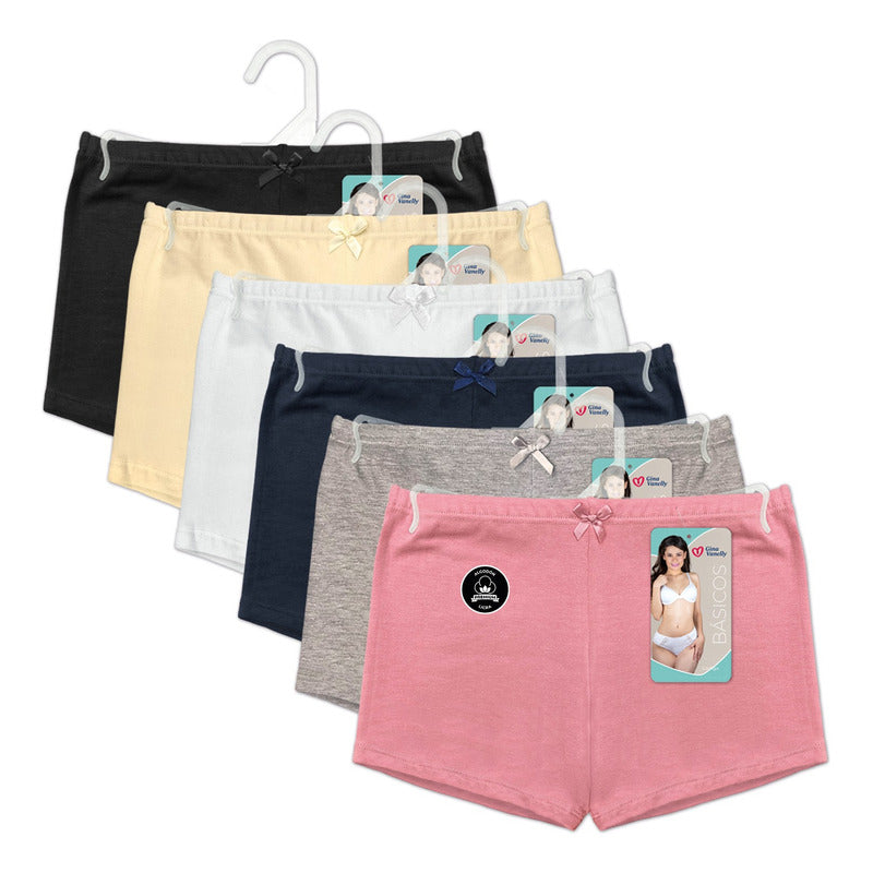 6 Pack Bóxer Largo Gina Vanelly Mujer Algodón Licra Premium