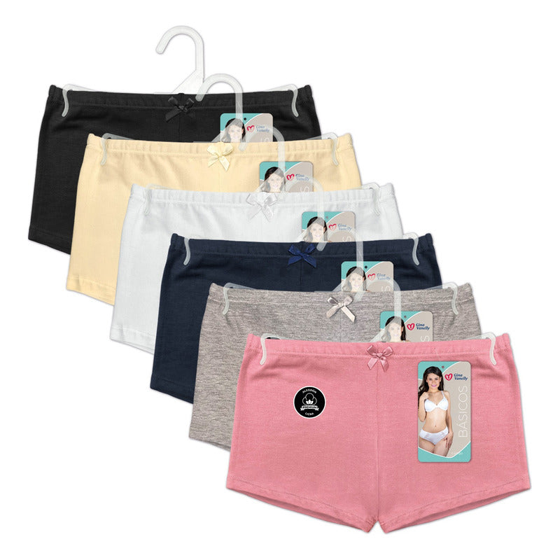 6 Pack Bóxer Gina Vanelly Mujer Algodón Licra Premium