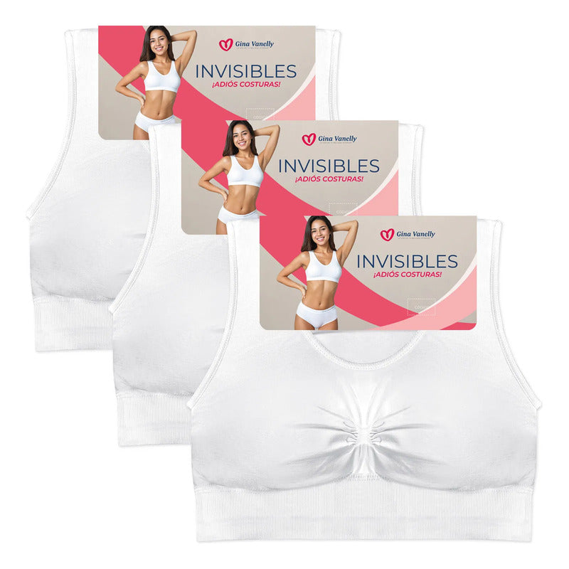 3 Pack Top Bra Deportivo Microfibra Premium Sin Costuras Blanco Unitalla