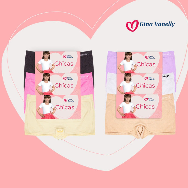 6 Pack Bóxer Niña Gina Vanelly Microfibra Premium Seamless