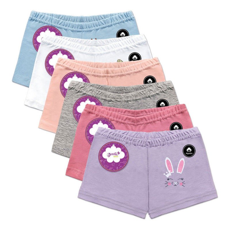6 Pack Bóxer Niña Donella Algodón Coquetos Cómodos Durables