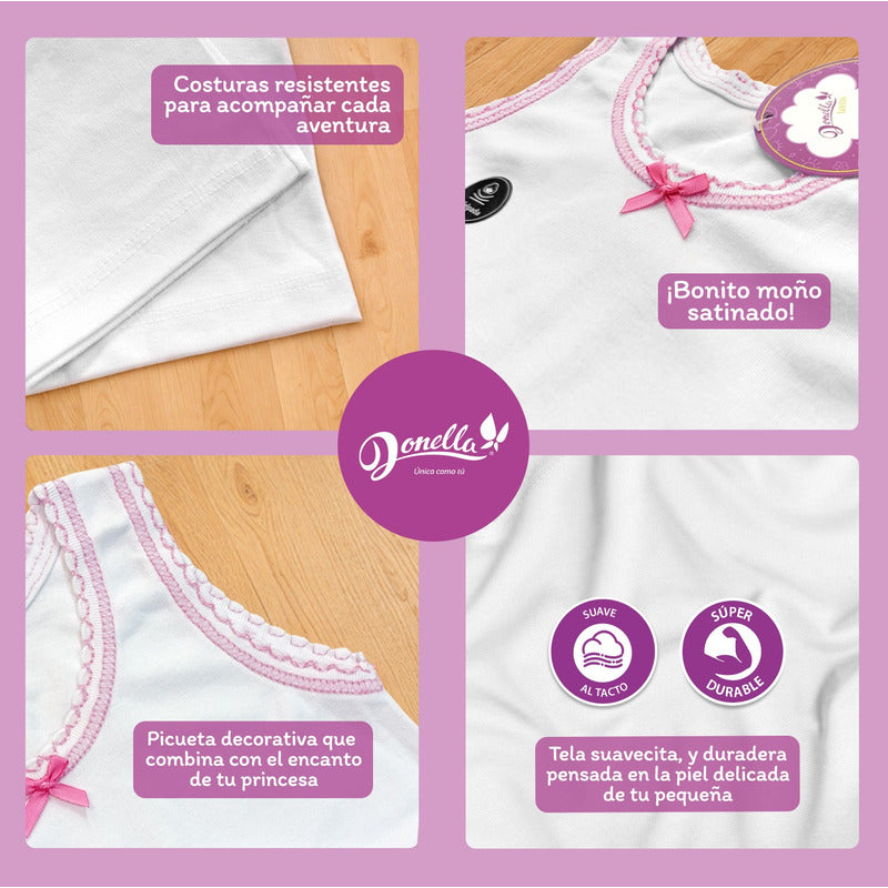 6 Pack Camiseta Niña Donella Algodón Afelpado Super Durables