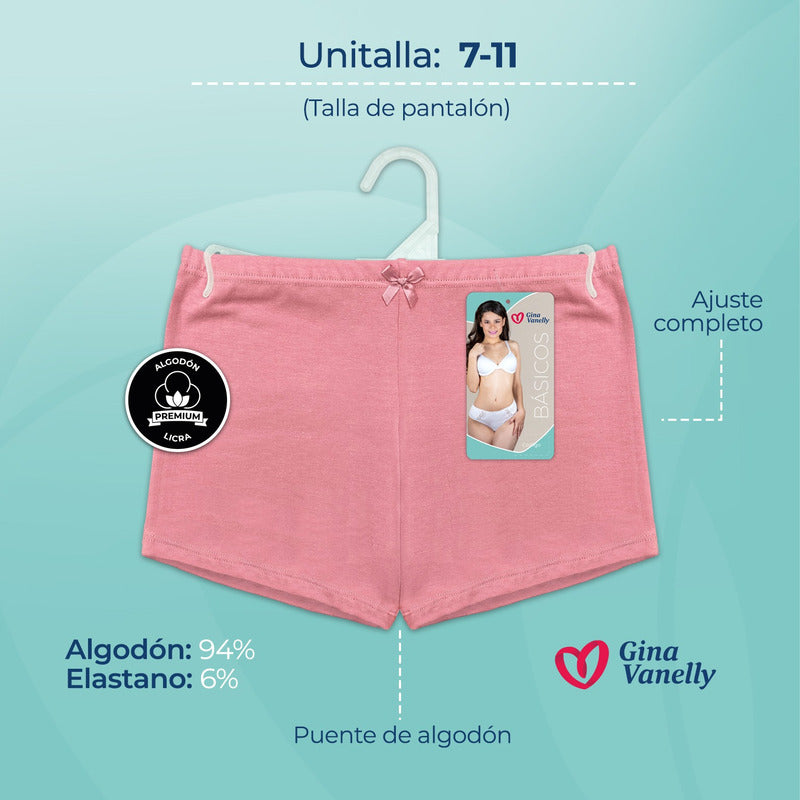 6 Pack Bóxer Largo Gina Vanelly Mujer Algodón Licra Premium