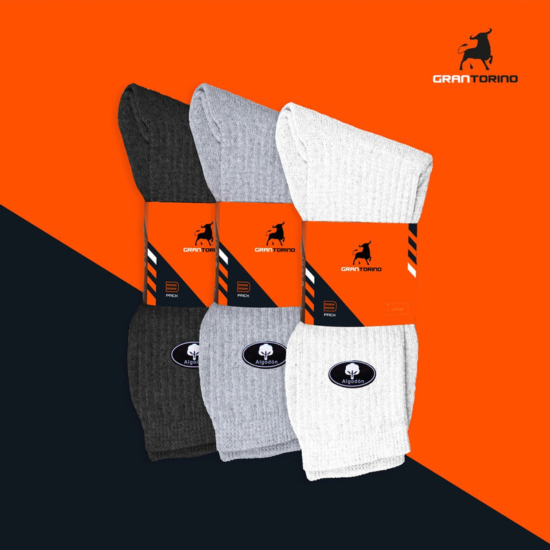 12 Pares Calceta Deportiva Hombre Algodón Gran Torino