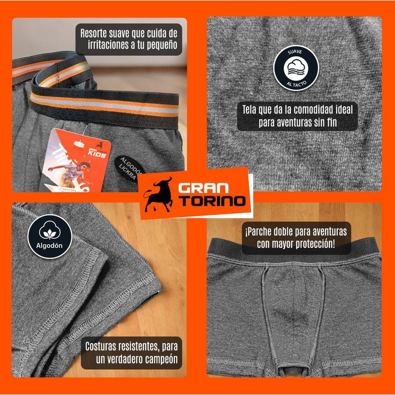 6 Pack Bóxer Niño Gran Torino Algodón Super Durables