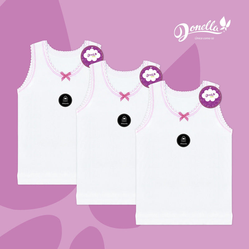 6 Pack Camiseta Niña Donella Algodón Afelpado Super Durables