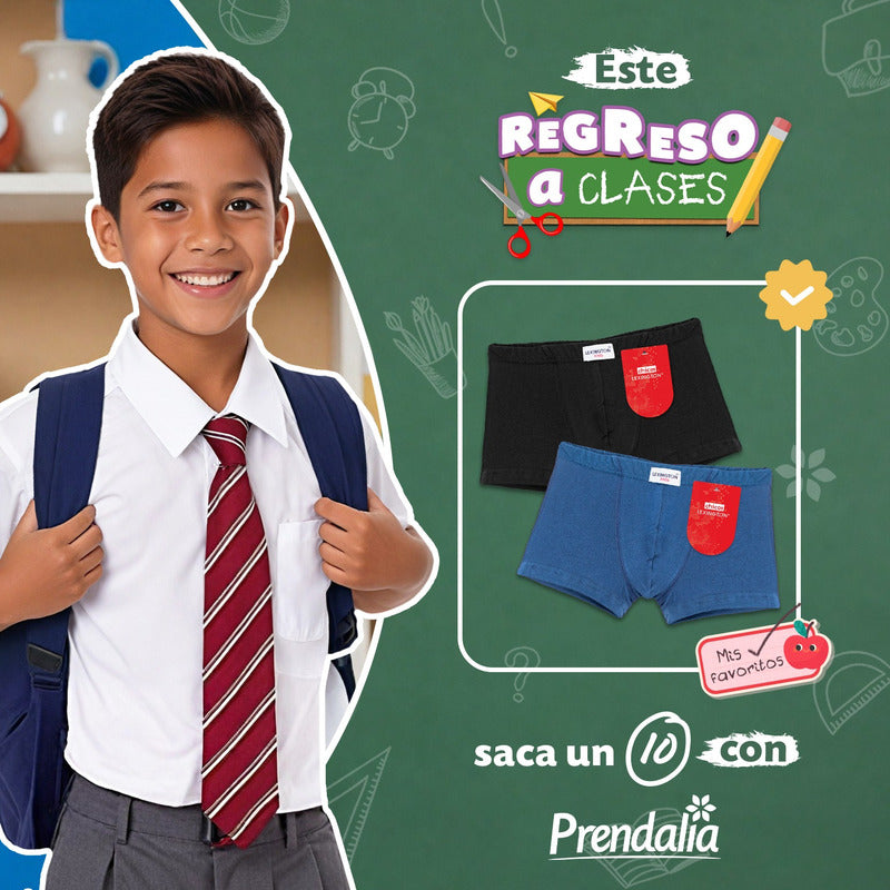 6 Pack Bóxer Niño Lexington Algodón Premium Ajuste Perfecto