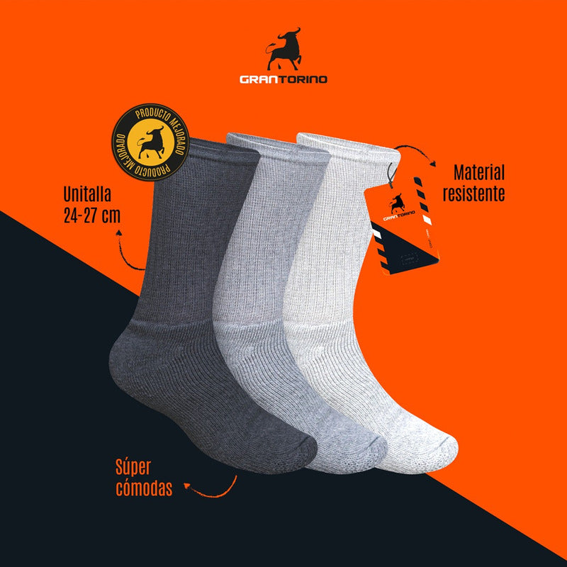 12 Pares Calceta Deportiva Hombre Algodón Gran Torino