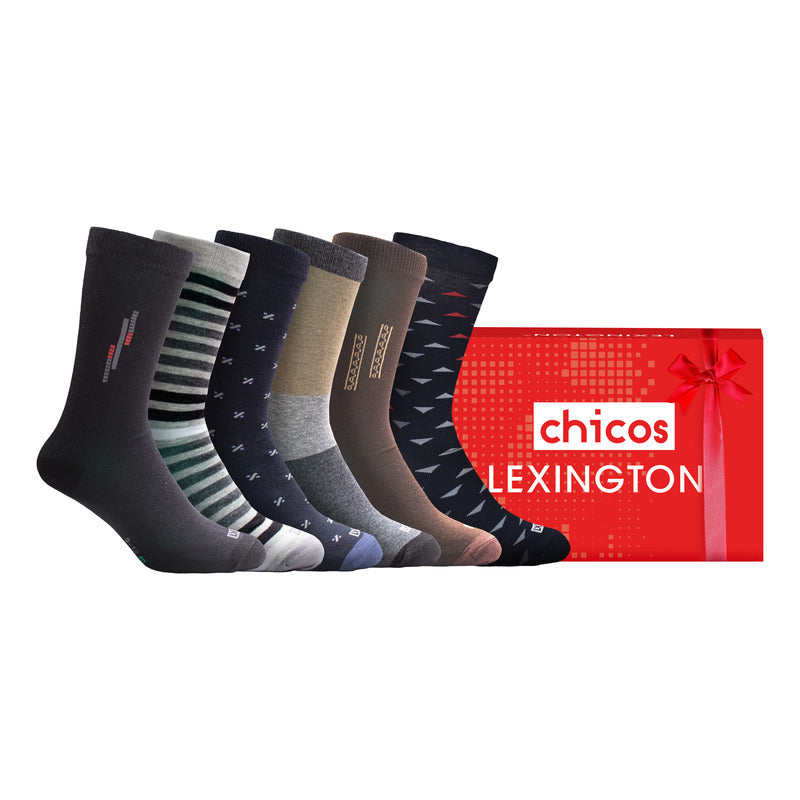 6 Pack Calcetín Lexington Niño Vestir Algodón Licra Premium