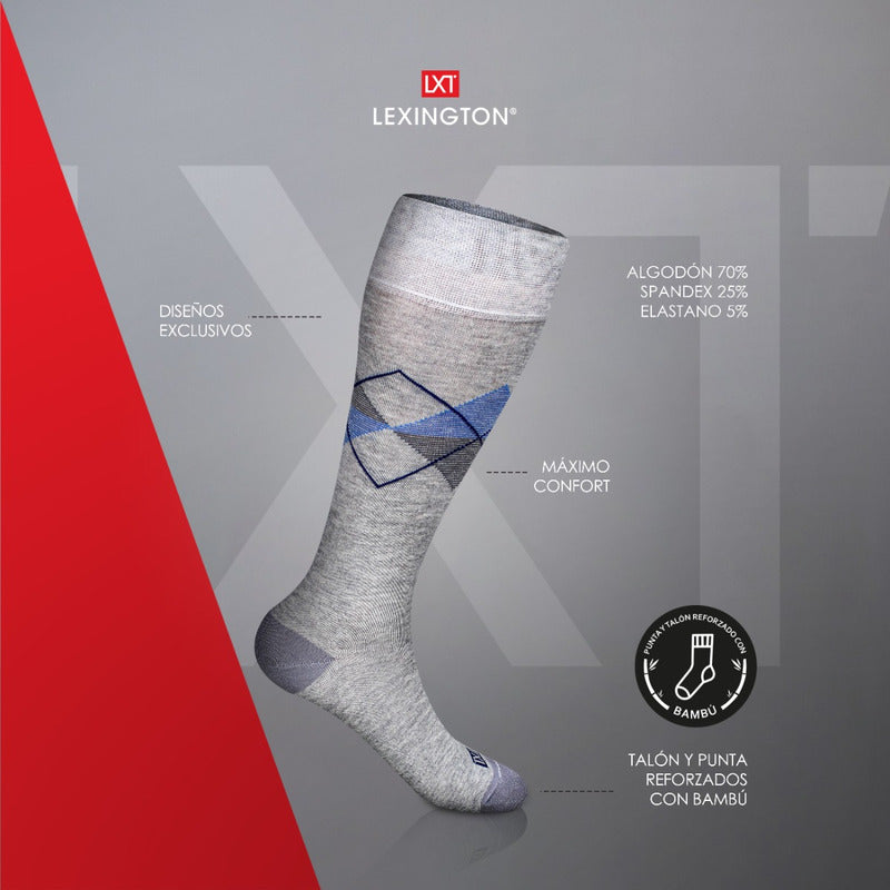 6 Pares Calcetín Hombre Vestir Diseño Algodón Licra Premium