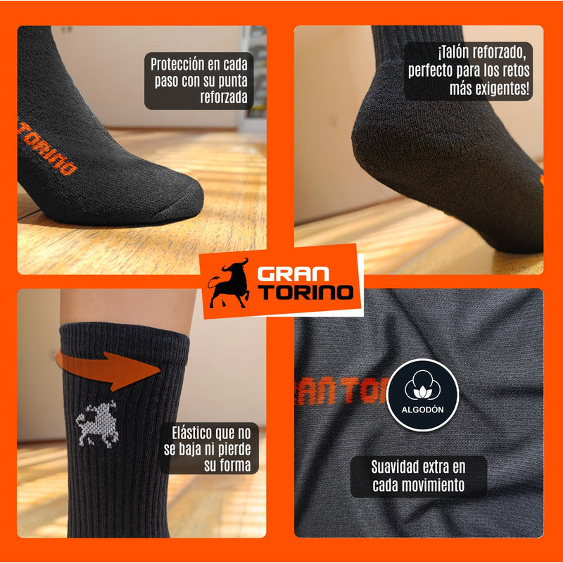 12 Pares Calceta Deportiva Hombre Algodón Gran Torino