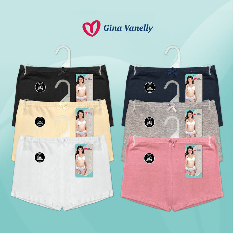 6 Pack Bóxer Largo Gina Vanelly Mujer Algodón Licra Premium