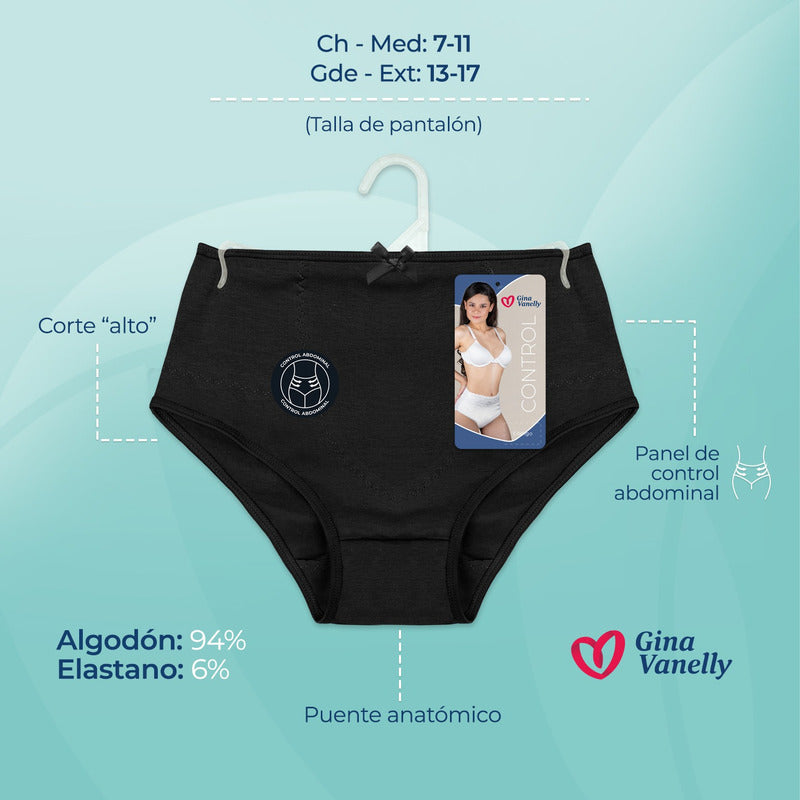 6 Pack Pantaleta Gina Vanelly Corte Fracés Control Abdomen