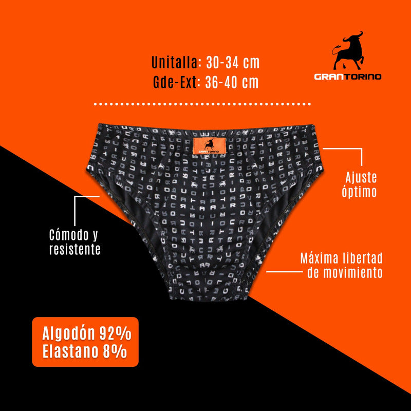 3 Pack Trusa Bikini Hombre Gran Torino Algodón - Licra