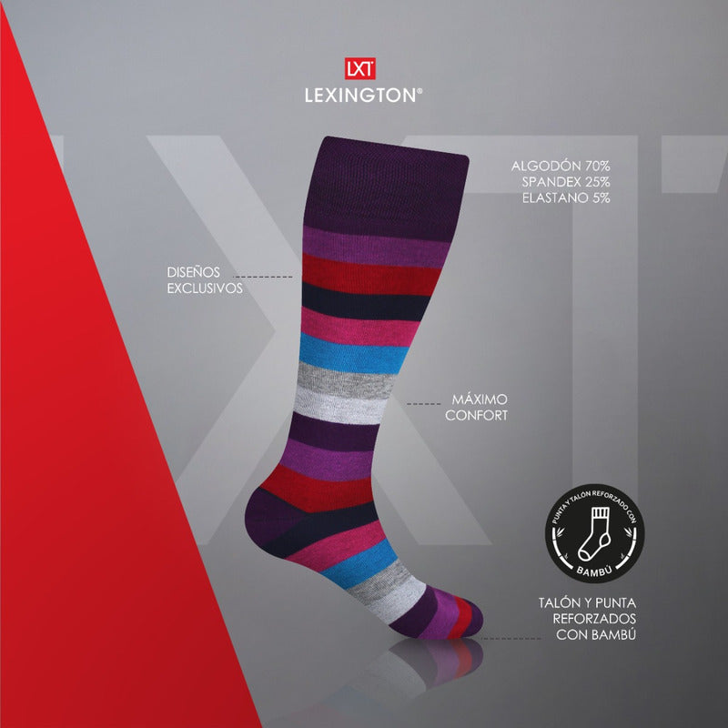 6 Pares Calcetín Hombre Vestir Diseño Algodón Licra Premium