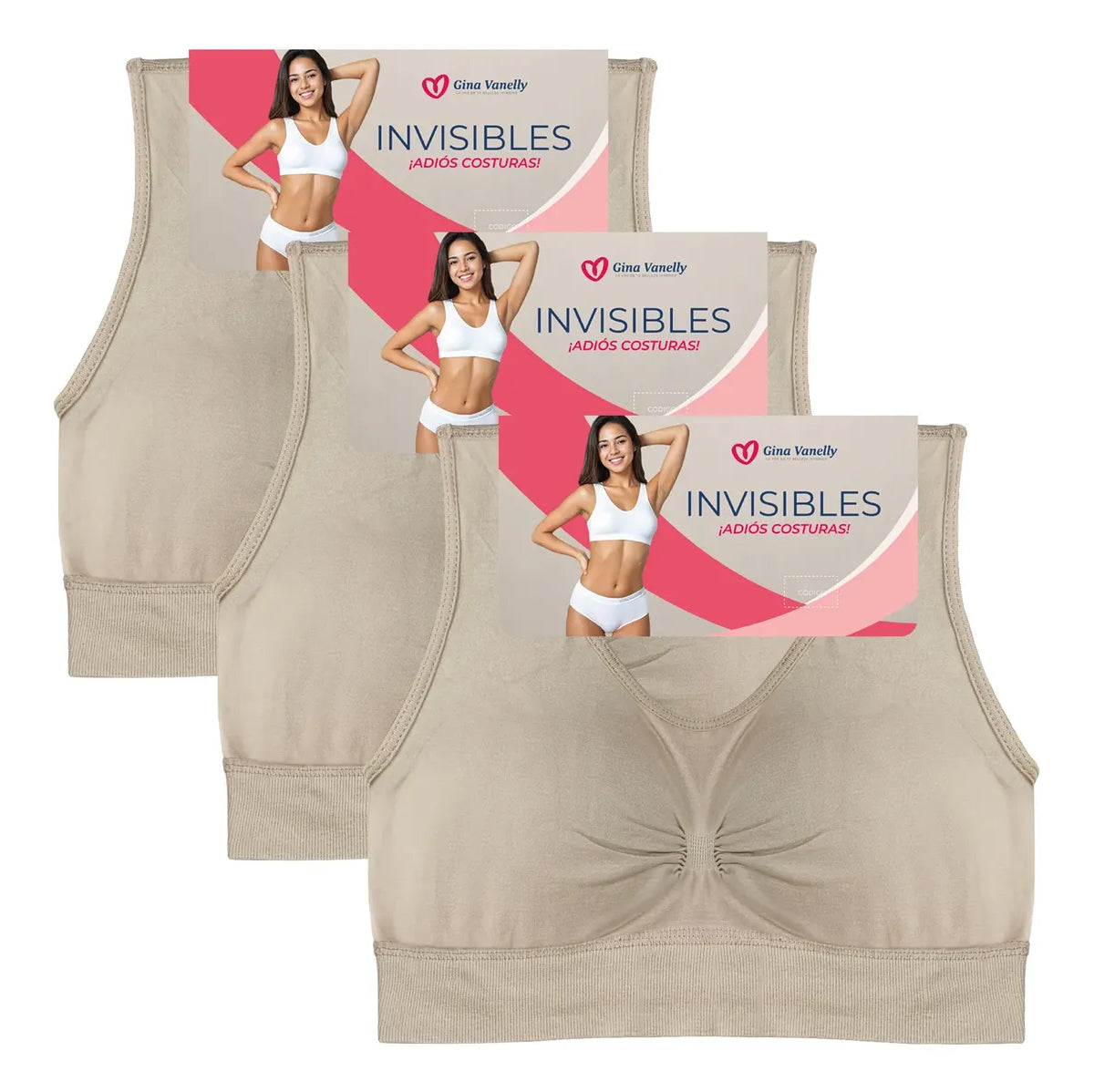 3 Pack Top Bra Deportivo Microfibra Premium Sin Costuras