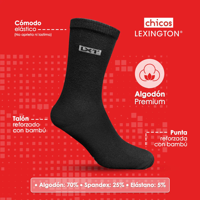 6pack Calcetines Niño Lexington Vestir Algodón Licra Premium