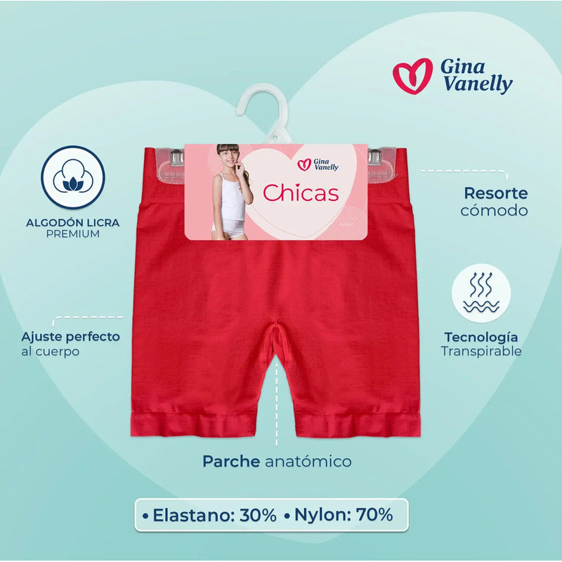 3 Pack Short Licra Niña Gina Vanelly Microfibra Premium