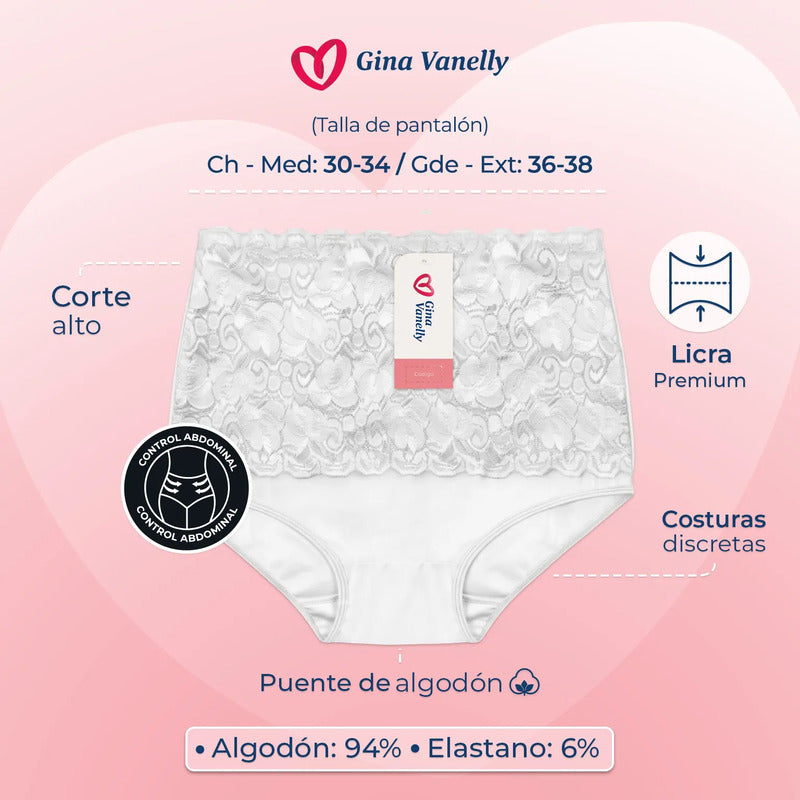 6 Pack Pantaleta Gina Vanelly Venecia Control Abdomen Licra
