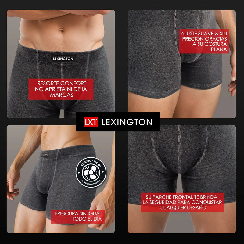 6 Pack Bóxer Hombre Lexington Algodón Premium Ajuste Perfect
