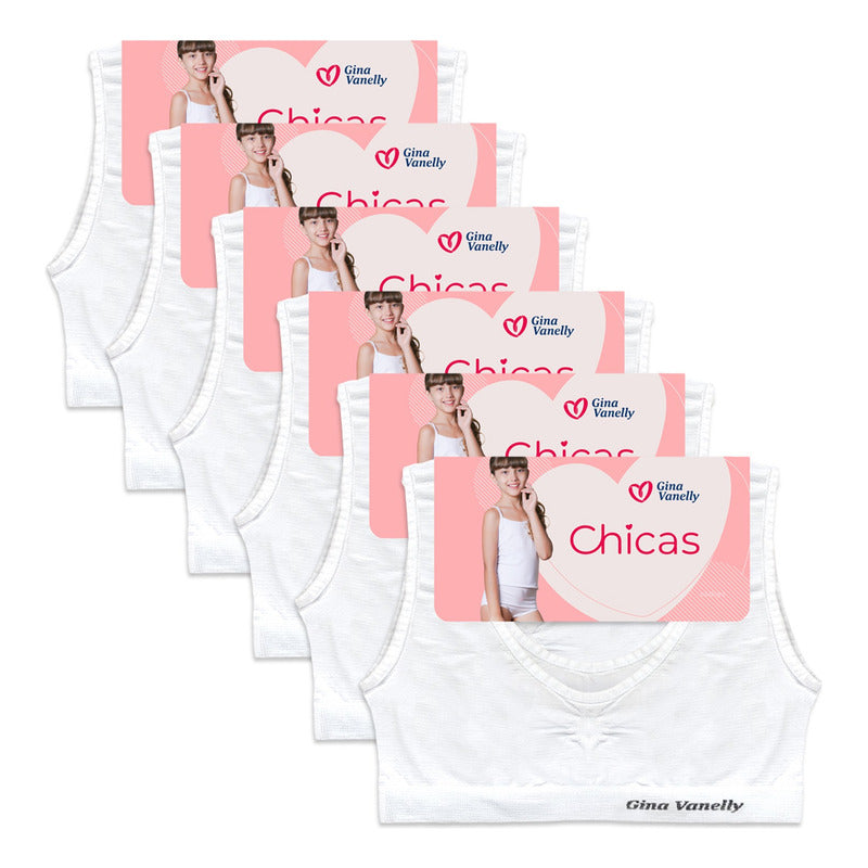 6 Pack Top Corpiño Gina Vanelly Niña Microfibra Premium