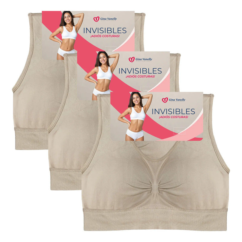 3 Pack Top Bra Deportivo Microfibra Premium Sin Costuras