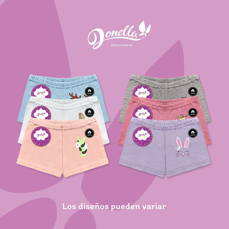 6 Pack Bóxer Niña Donella Algodón Coquetos Cómodos Durables