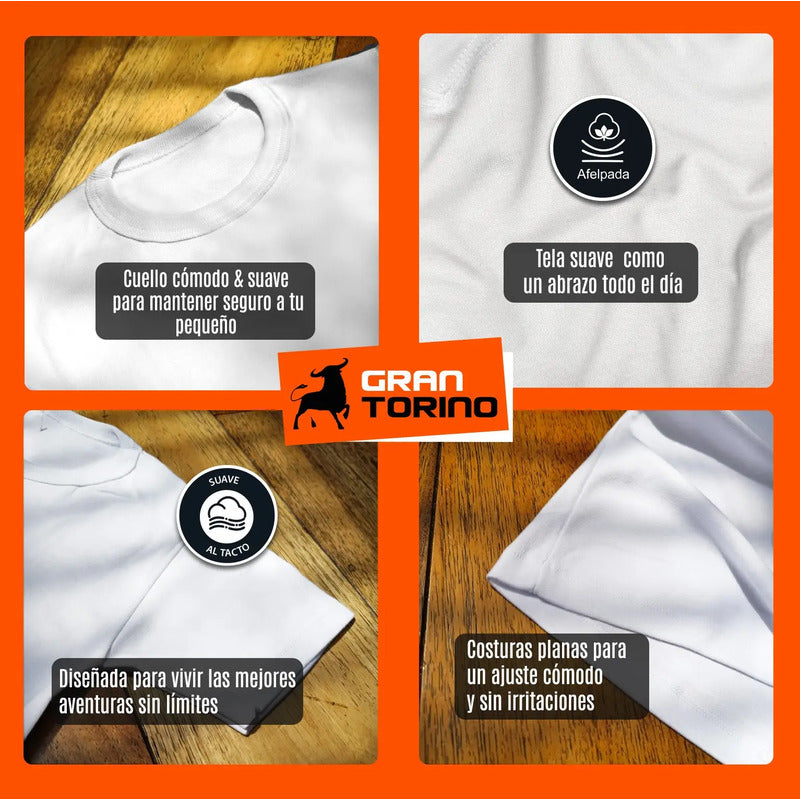 6 Pack Playera Niño Gran Torino Algodón Afelpado Manga Corta