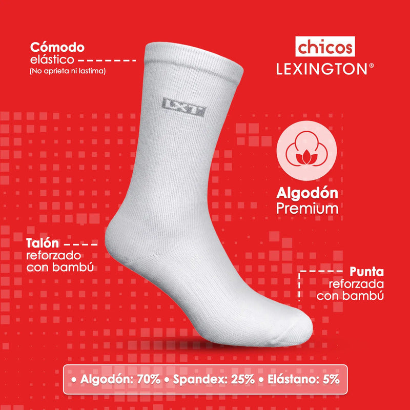 6pack Calcetines Niño Lexington Vestir Algodón Licra Premium