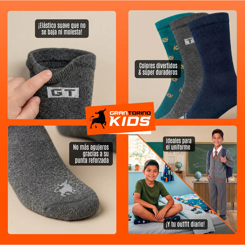 12 Pack Calcetines Niño Gran Torino Vestir Super Durables