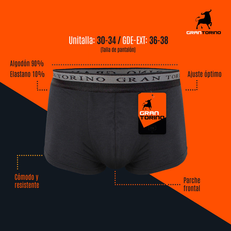 6 Pack Bóxer Hombre Algodón - Licra Cómodo Seguro