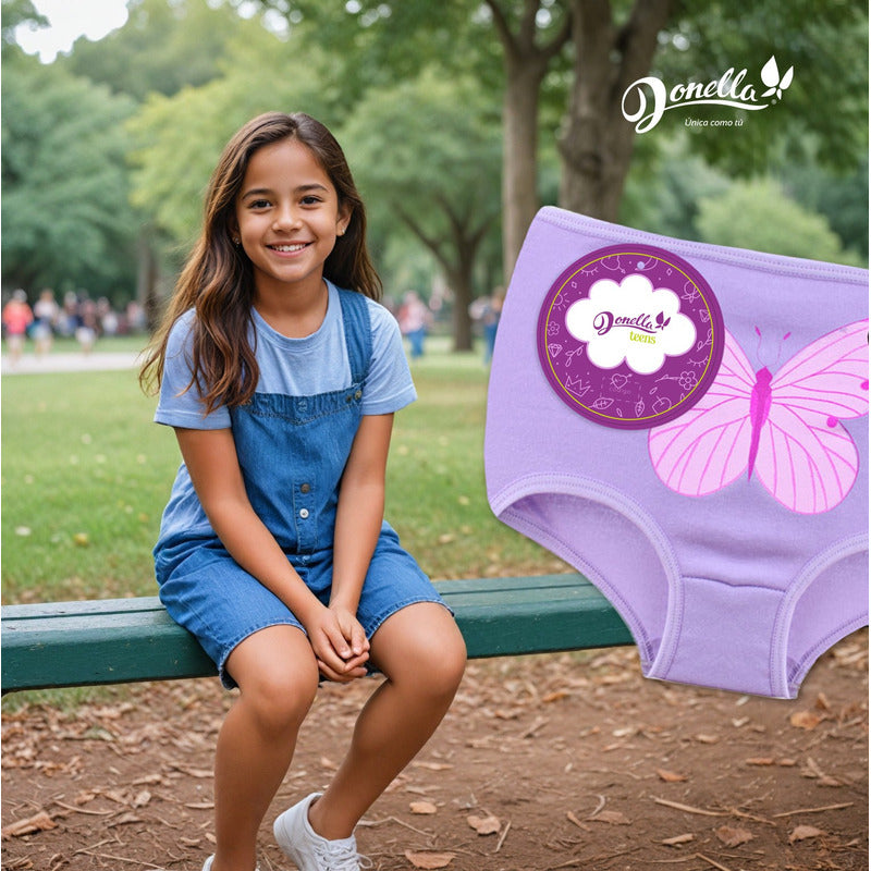 12 Pack Pantaleta Niña Donella Algodón Coquetas Durables