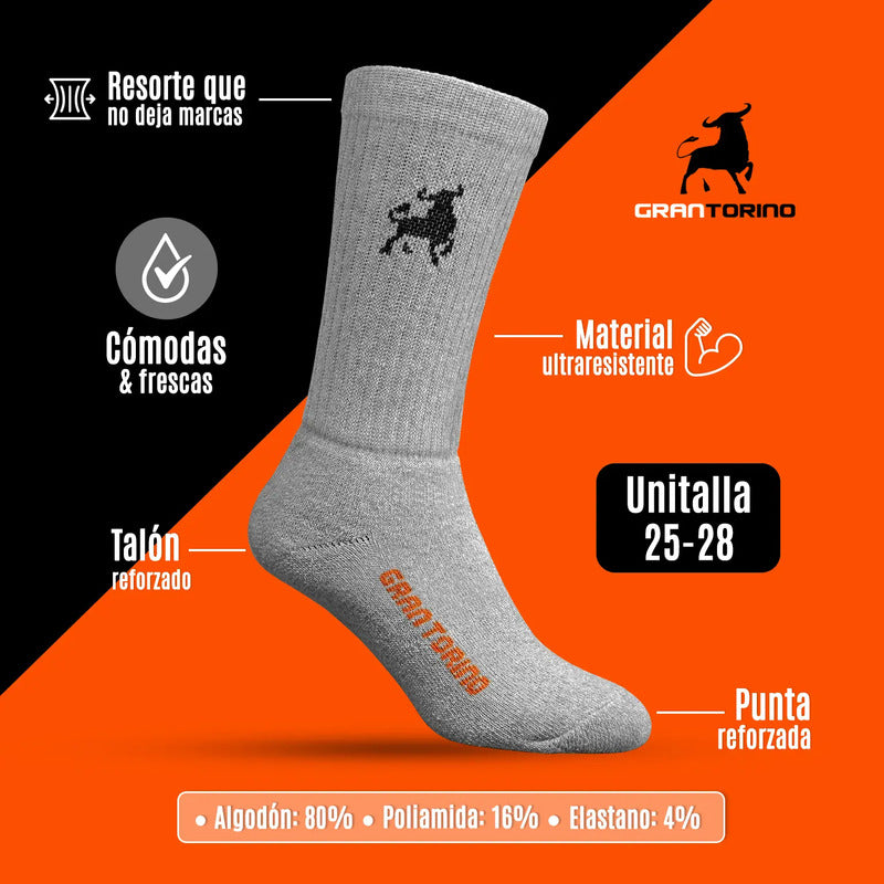 12 Pares Calceta Deportiva Hombre Algodón Gran Torino
